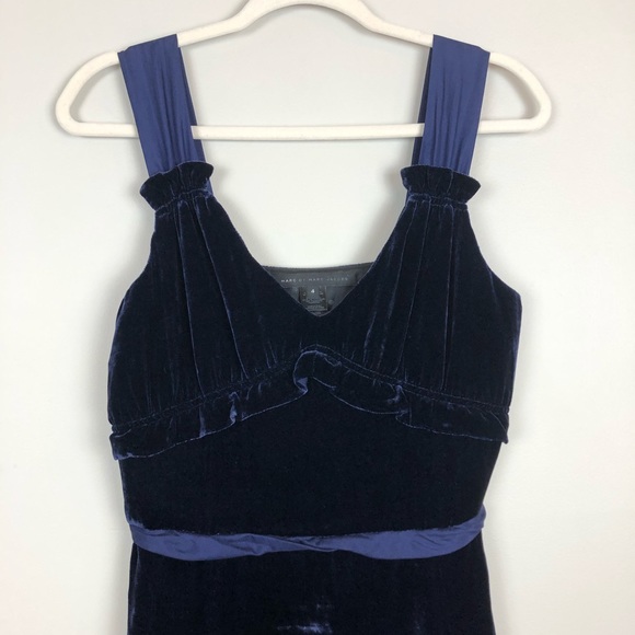 Marc by Marc Jacobs Navy Blue Velvet Silk Dress - Picture 3 of 7